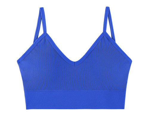Топ женский в рубчик 08WX# с нерегулируемыми брителями съемные чашечки Синий M 70/75 ABC