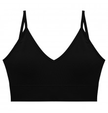 Топ женский в рубчик 08WX# с нерегулируемыми брителями съемные чашечки Черный XL 85 ABC