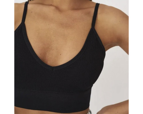 Топ женский в рубчик 08WX# с нерегулируемыми брителями съемные чашечки Черный XL 85 ABC
