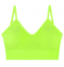 Топ женский в рубчик 08WX# с нерегулируемыми брителями съемные чашечки Яркий Лайм L 80 ABC