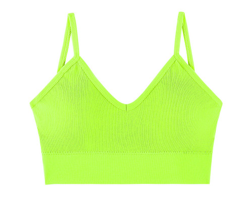 Топ женский в рубчик 08WX# с нерегулируемыми брителями съемные чашечки Яркий Лайм L 80 ABC