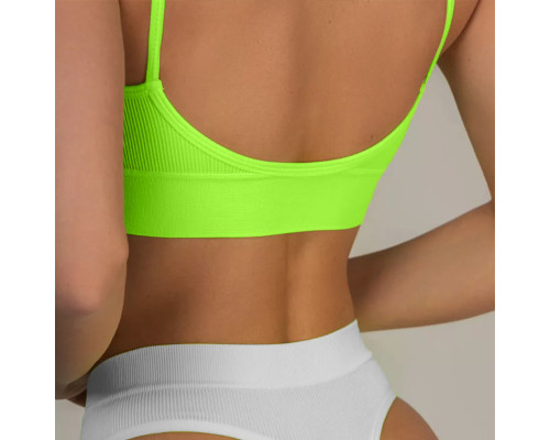 Топ женский в рубчик 08WX# с нерегулируемыми брителями съемные чашечки Яркий Лайм L 80 ABC