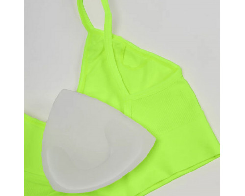 Топ женский в рубчик 08WX# с нерегулируемыми брителями съемные чашечки Яркий Лайм L 80 ABC
