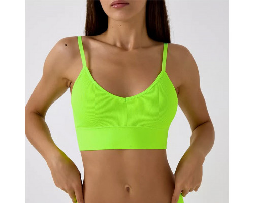 Топ женский в рубчик 08WX# с нерегулируемыми брителями съемные чашечки Яркий Лайм M 70/75 ABC