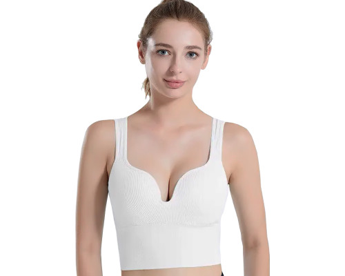 Женский 3D топ 2765# с моделирующим эфектом пушап с глубоким декольте удлиненный Белый L