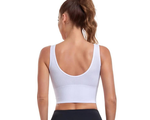 Женский 3D топ 2765# с моделирующим эфектом пушап с глубоким декольте удлиненный Белый XL