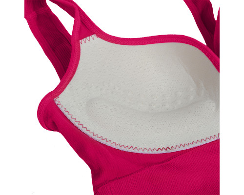 Женский 3D топ 2765# с моделирующим эфектом пушап с глубоким декольте удлиненный Розовый L