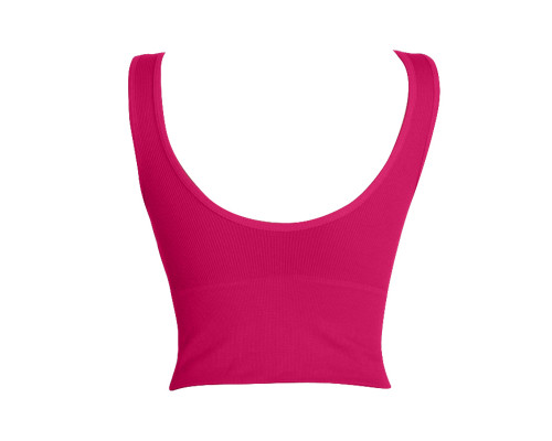 Женский 3D топ 2765# с моделирующим эфектом пушап с глубоким декольте удлиненный Розовый M