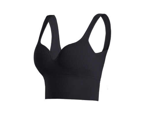 Женский 3D топ 2765# с моделирующим эфектом пушап с глубоким декольте удлиненный Черный L