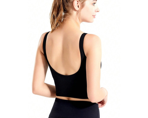 Женский 3D топ 2765# с моделирующим эфектом пушап с глубоким декольте удлиненный Черный L