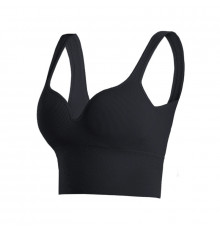 Женский 3D топ 2765# с моделирующим эфектом пушап с глубоким декольте удлиненный Черный M