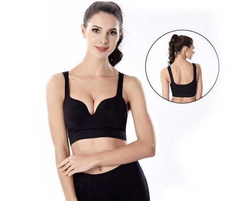 Женский 3D топ 839#U с моделирующим эфектом пушап с глубоким декольте Черный XL