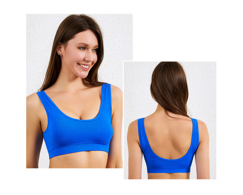 Топ женский в рубчик B01# с не регулируемыми бретелями Синий XL 85 ABC