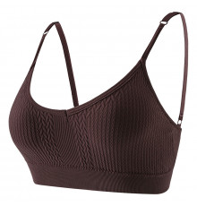 Топ женский в текстуре косичка WX6608# с регулируемыми брителями съемные чашечки Коричневый M