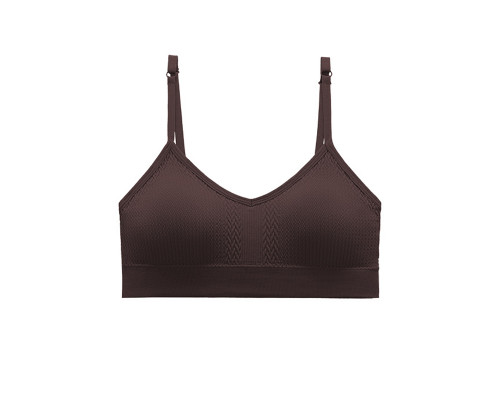 Топ женский в текстуре косичка WX6608# с регулируемыми брителями съемные чашечки Коричневый S