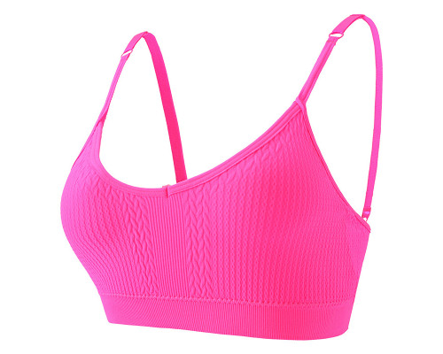 Топ женский в текстуре косичка WX6608# с регулируемыми бретелями Розовый электрик M