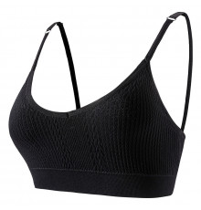 Топ женский в текстуре косичка WX6608# с регулируемыми брителями съемные чашечки Черный M