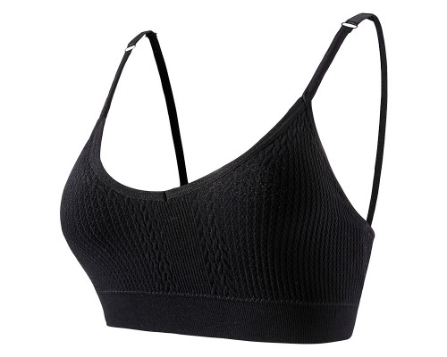 Топ женский в текстуре косичка WX6608# с регулируемыми брителями съемные чашечки Черный M