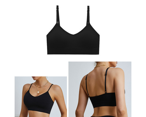 Топ женский в текстуре косичка WX6608# с регулируемыми брителями съемные чашечки Черный M