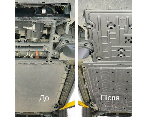 Защита днища для автомобиля BYD Yuan UP 401 2024+ HX-AMP-0036 двигатель + два аккумулятора Магниево-алюминиевый сплав