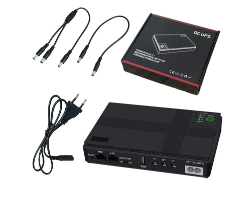 ИБП Andes DC1018P для WI-Fi роутера 5V 9V 12V 10400mAh с защитой от короткого замыкания Black