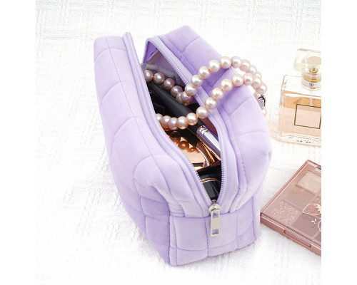 Женская косметичка 34018 несесер органайзер дорожная бьюти кейс плюшевая Purple