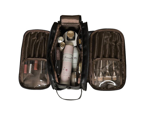 Женская косметичка BK-HZB-07 несесер органайзер дорожная бьюти кейс с карманами по бокам Black