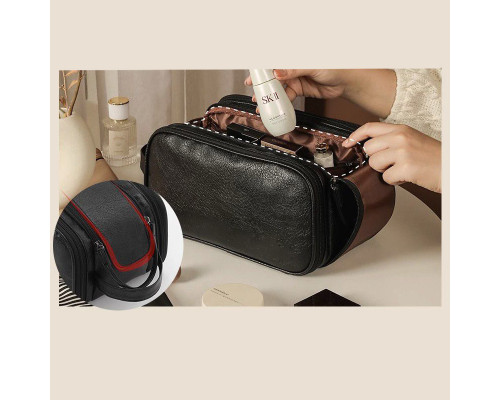 Женская косметичка BK-HZB-07 несесер органайзер дорожная бьюти кейс с карманами по бокам Black
