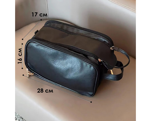 Женская косметичка BK-HZB-07 несесер органайзер дорожная бьюти кейс с карманами по бокам Black