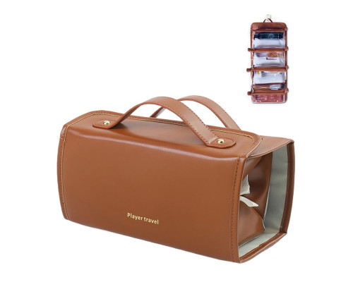 Женская косметичка SHY-02 несесер органайзер дорожная бьюти кейс Brown