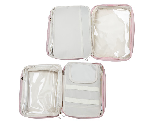 Органайзер косметичка BK-HZB-12 для хранения косметики компактный бьюти бокс переносной на молнии и с ручкой Pink