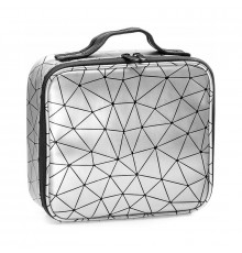 Органайзер косметичка MIRRAND ZY-0122 для хранения косметики компактный бьюти бокс переносной на молнии и с ручкой 26*24*10 см Silver