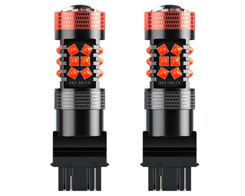 Автомобильная светодиодная лампа поворот+стоп сигнал DXZ G-3030-30 T25-3157 30W Red
