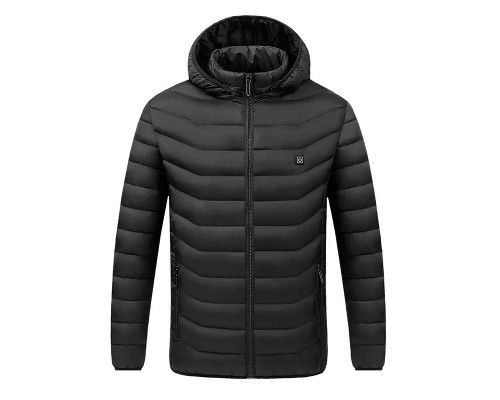 Куртка с подогревом от повербанка USB M09-4 Black 4 зоны подогрева для туризма рыбалки активного отдыха 4XL