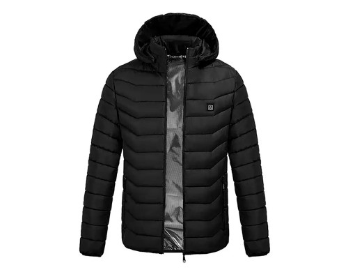 Куртка с подогревом от повербанка USB M09-4 Black 4 зоны подогрева для туризма рыбалки активного отдыха 4XL