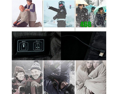 Жилетка с подогревом 001A USB 4 зоны нагрева Black-Grey 2XL