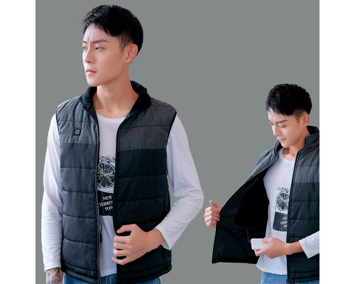 Жилетка с подогревом 001A USB 4 зоны нагрева Black-Grey L