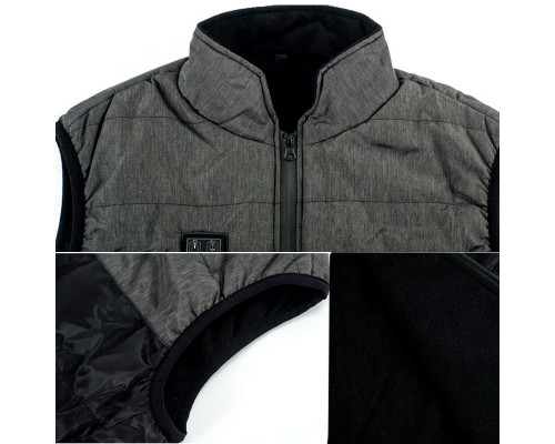 Жилетка с подогревом 001A USB 4 зоны нагрева Black-Grey L