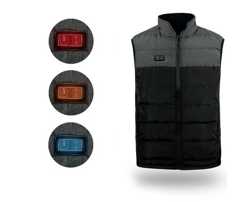Жилетка с подогревом 001A USB 4 зоны нагрева Black-Grey M