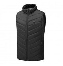 Жилетка с подогревом от повербанка USB M01-9 Black 9 зон подогрева для туризма рыбалки активного отдыха 3XL