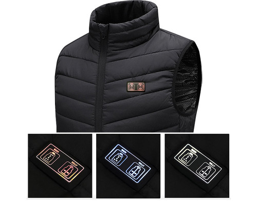 Жилетка с подогревом от повербанка USB M01-9S Black 9 зон подогрева для туризма рыбалки активного отдыха 3XL