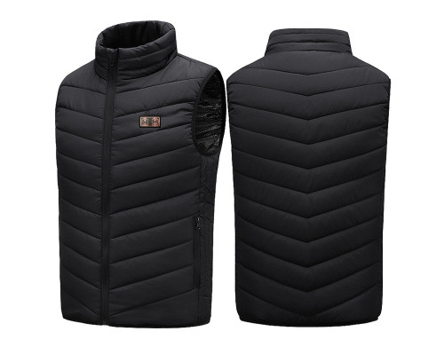 Жилетка с подогревом от повербанка USB M01-9S Black 9 зон подогрева для туризма рыбалки активного отдыха XL