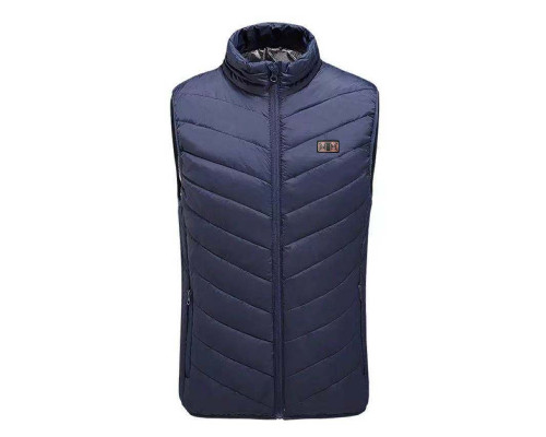 Жилетка с подогревом от повербанка USB M01-9S Blue 9 зон подогрева для туризма рыбалки активного отдыха 2XL