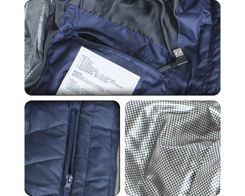 Жилетка с подогревом от повербанка USB M01-9S Blue 9 зон подогрева для туризма рыбалки активного отдыха 4XL