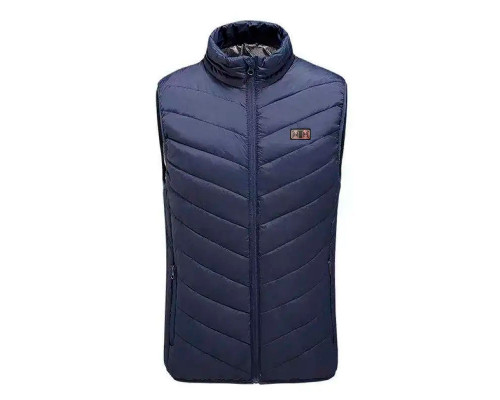 Жилетка с подогревом от повербанка USB M01-9S Blue 9 зон подогрева для туризма рыбалки активного отдыха 5XL