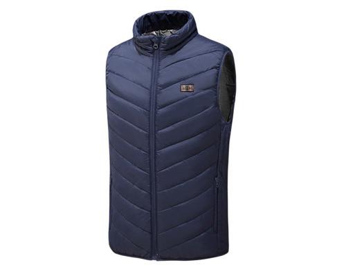 Жилетка с подогревом от повербанка USB M01-9S Blue 9 зон подогрева для туризма рыбалки активного отдыха L