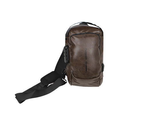 Сумка 694 нагрудная через плечо с кодовым замком влагостойкая Dark Brown
