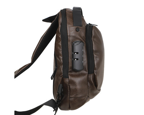 Сумка 694 нагрудная через плечо с кодовым замком влагостойкая Dark Brown