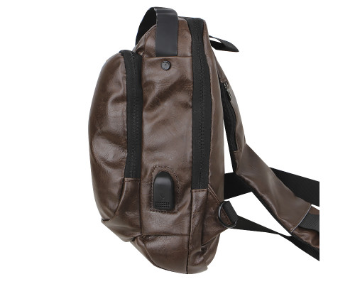 Сумка 694 нагрудная через плечо с кодовым замком влагостойкая Dark Brown