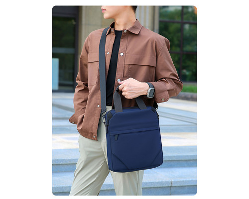 Сумка через плечо 809 вместительная на несколько отделений с ручками 31*27*7 см Dark Blue